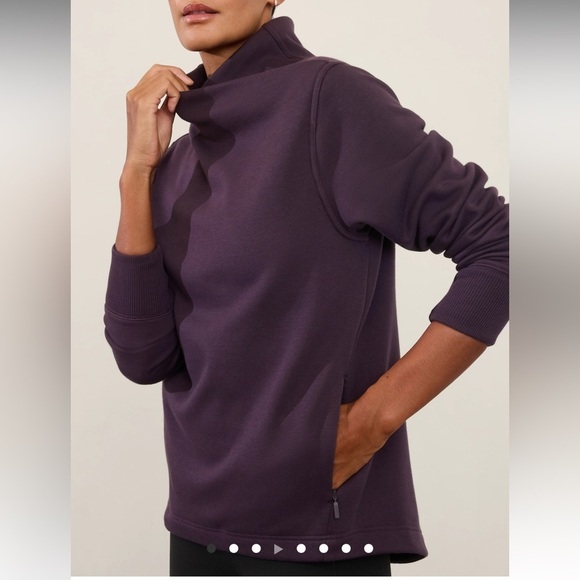Athleta Burgundy Cozy Karma Twist Neck Sweatshirt Size XXS - Picture 1 of 16